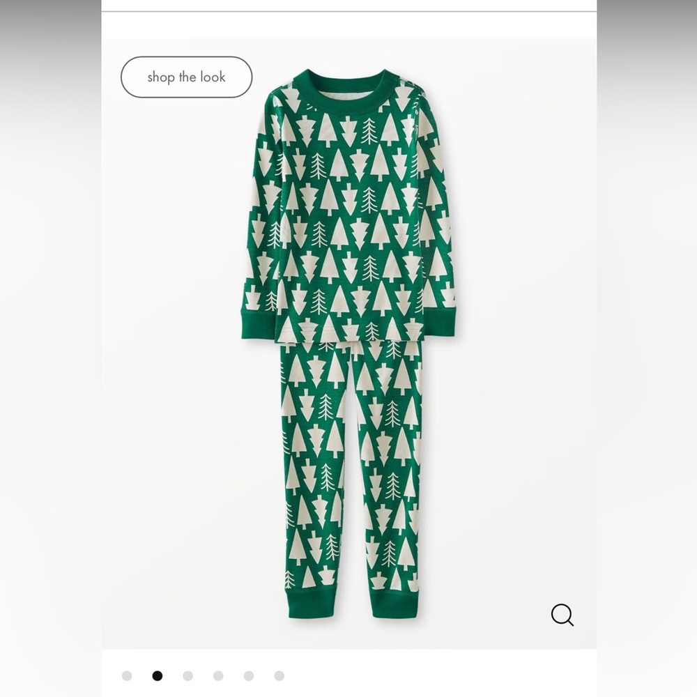 Hanna Andersson Green and White Tree Print Pajama Set - Size 6/7